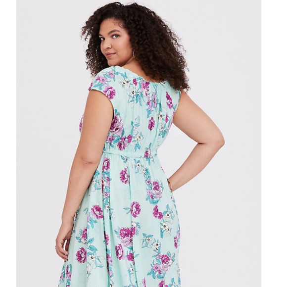 Mint Green Challis Flower Dress - Picture 4 of 4